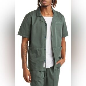 Native Youth Men’s Pocket Detail Short Sleeve Button-Up Camp Shirt | Green | M